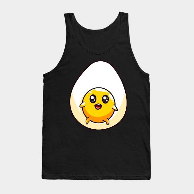 Cute Chibi Kawaii Eggs Fried Egg Anime Food Tank Top by Foxxy Merch